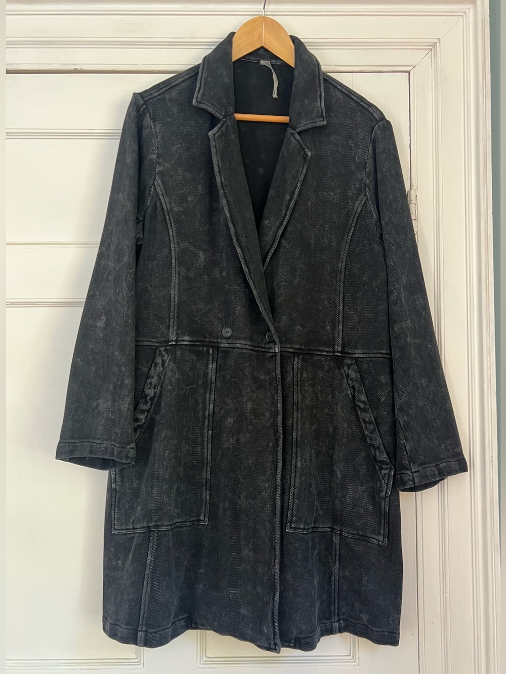 Raquel Allegra Orchid Coat black heavy washed cotton twill 2 (M)